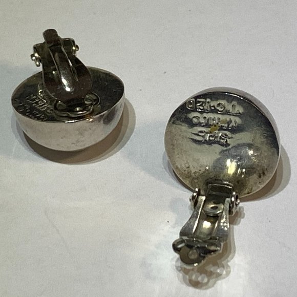 💝Vintage Modernist Clip on Earrings Taxco Silver 925 - Picture 3 of 5